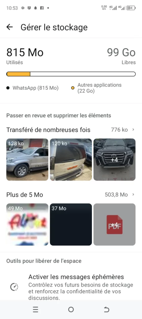 Libérer l’espace sur WhatsApp