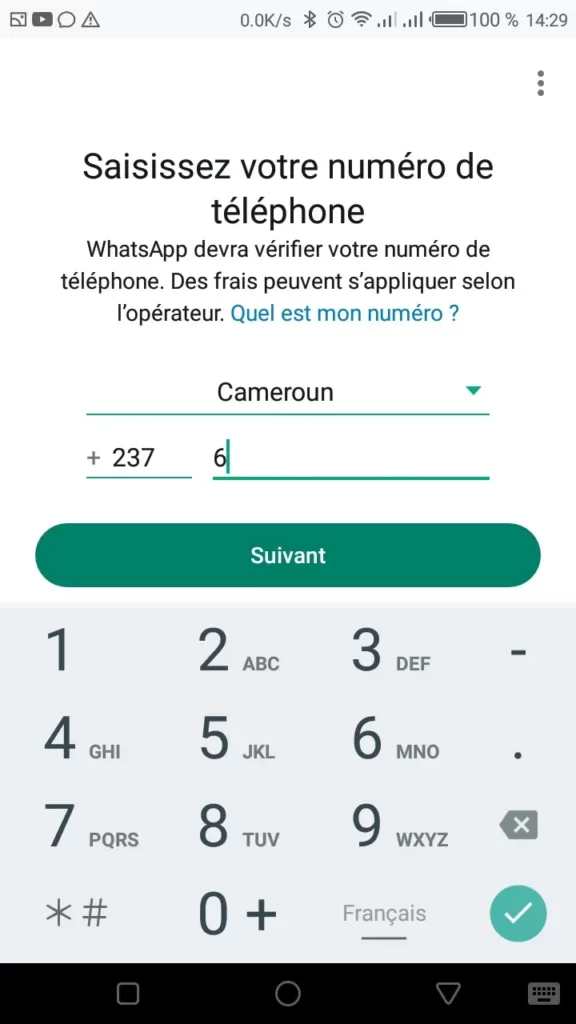 Code SMS sur WhatsApp