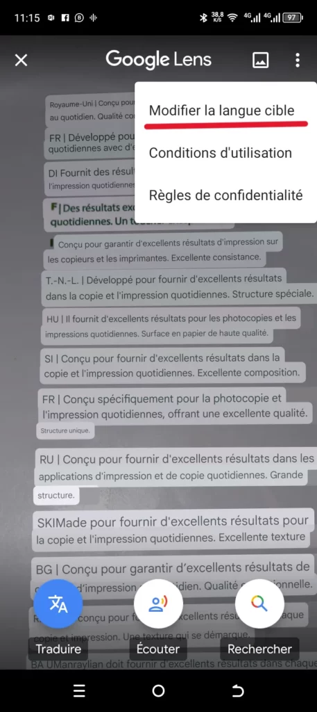 traduire un texte à partir d’une photo