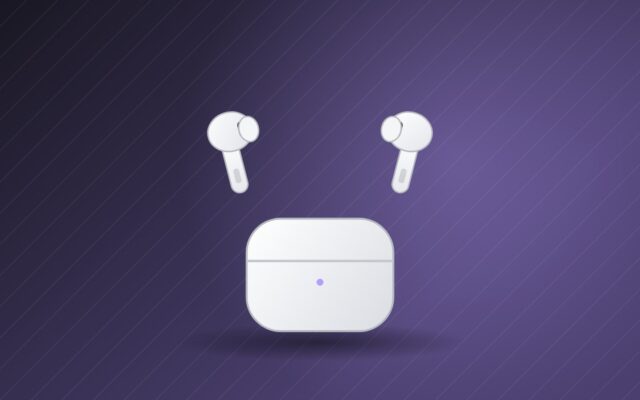 Illustrazione di auricolari wireless bianchi per la scheda tecnica degli AirPods Pro 3