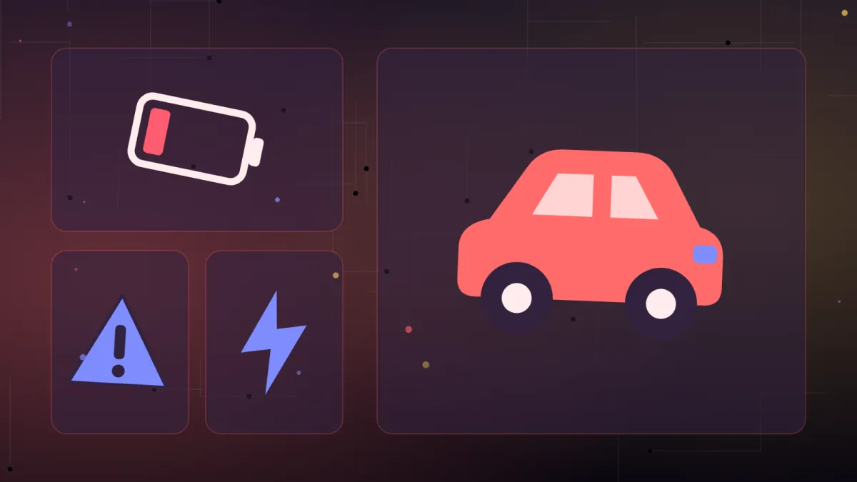 Auto in panne con una batteria vuota e un fulmine, il motore non si avvia più