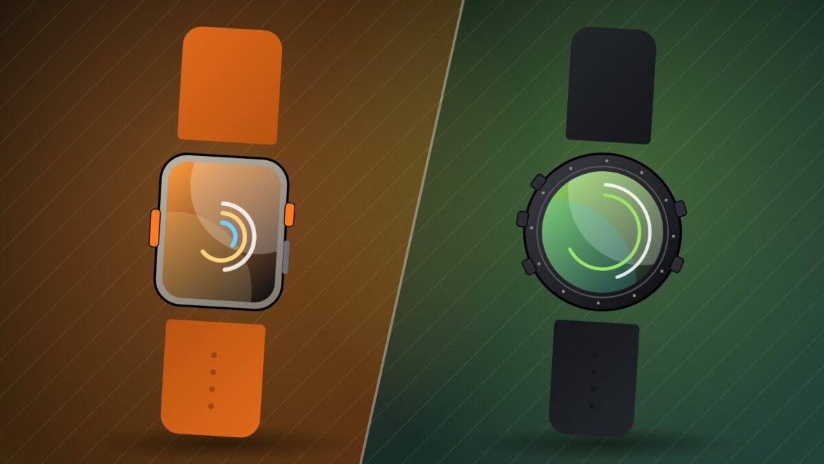Illustration for the Apple Watch Ultra 4 vs Garmin Fenix comparison, two sports watches