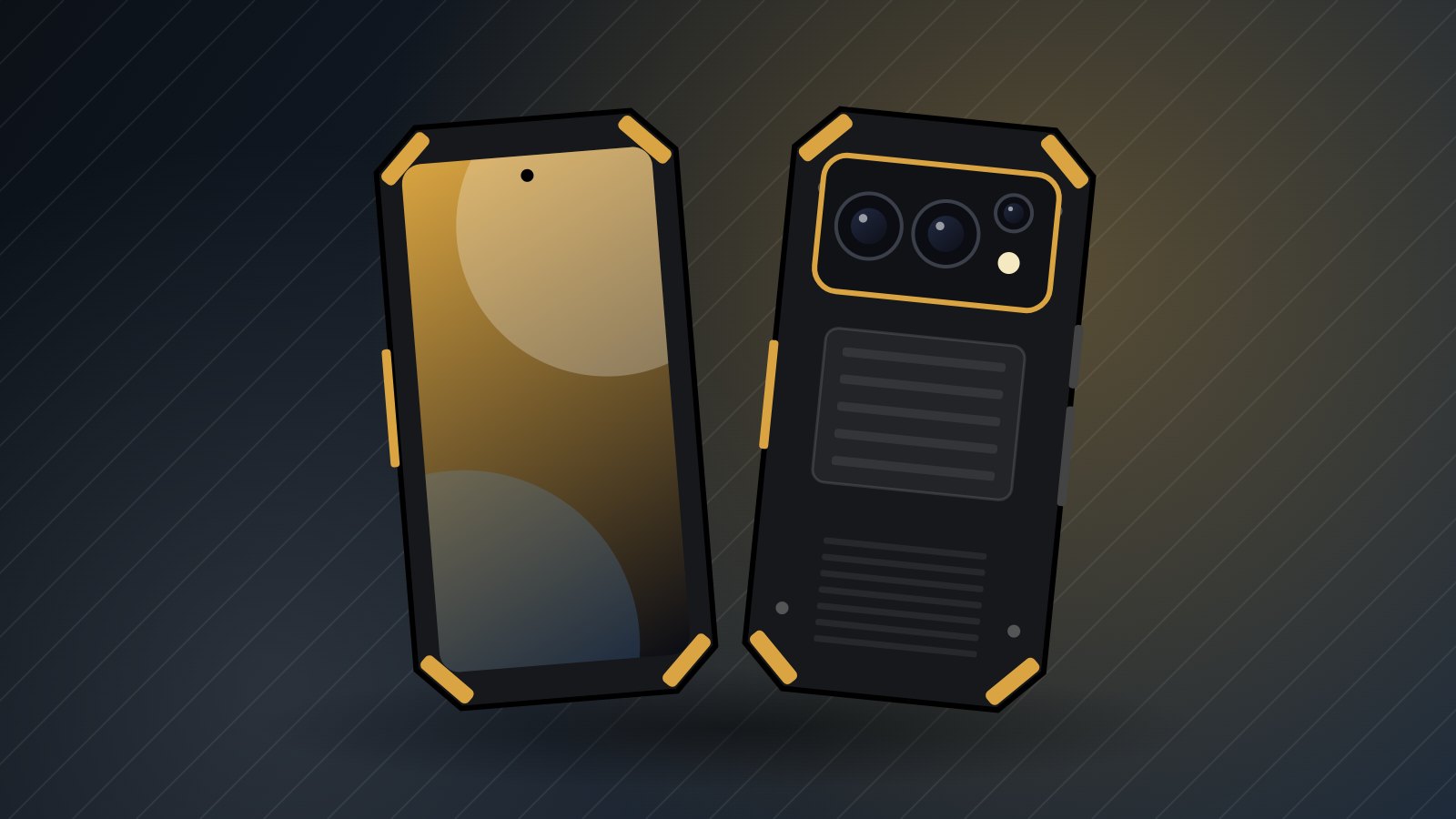 Illustrazione di un rugged phone con grande batteria, scheda Doogee V Max 2 Pro