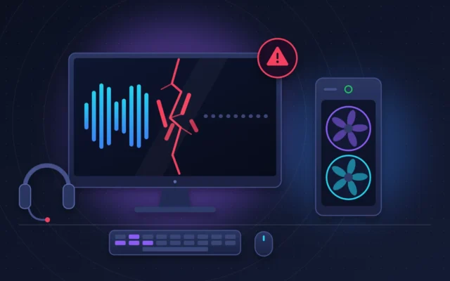 PC de jeu dont l'écran affiche une onde sonore brisée après une mise à jour Windows