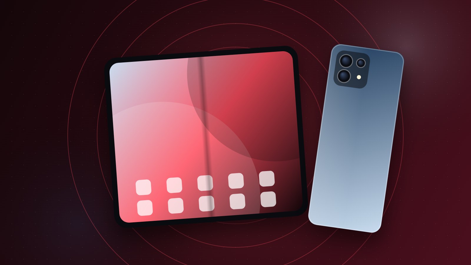 Illustration d'un smartphone pliable ouvert pour la fiche du Huawei Mate XT 2