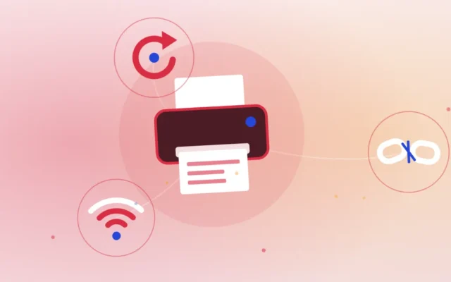 Imprimante déconnectée de l'ordinateur, chaîne rompue et signal Wi-Fi à rétablir