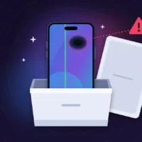 iPhone 18 Pro neuf sorti de sa boîte, avec tache sombre et ligne verte