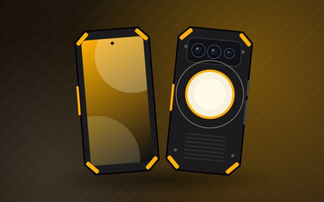 Illustration d'un téléphone durci avec lampe pour la fiche de l'Oukitel WP500 Ultra