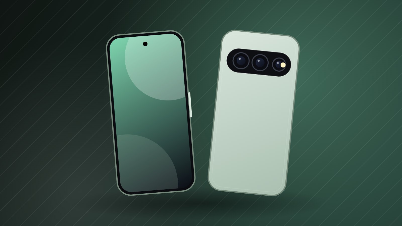 Illustration of a compact smartphone with a triple camera, Pixel 11 Pro page