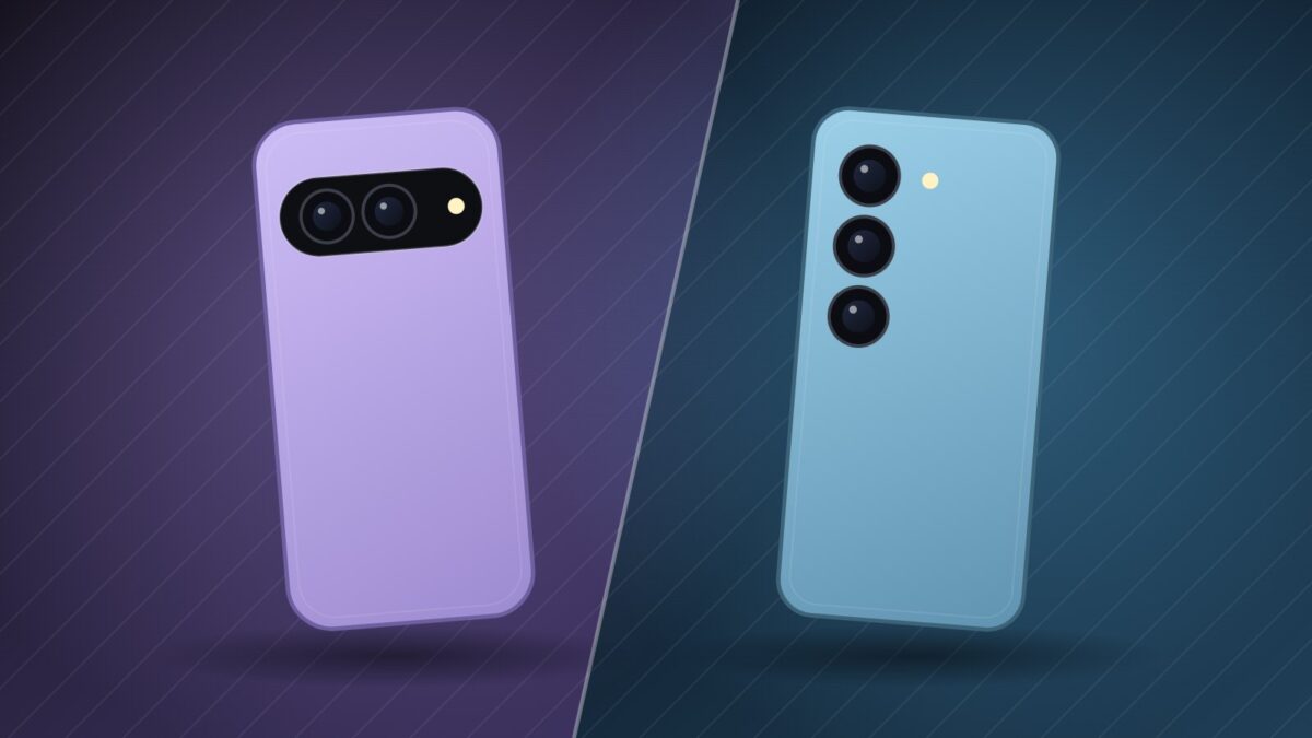 Illustration de deux smartphones compacts pour le comparatif Pixel 11 vs Galaxy S26