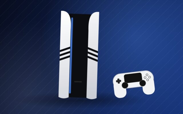 Illustrazione di una console da salotto bianca per la scheda tecnica della PS5 Pro