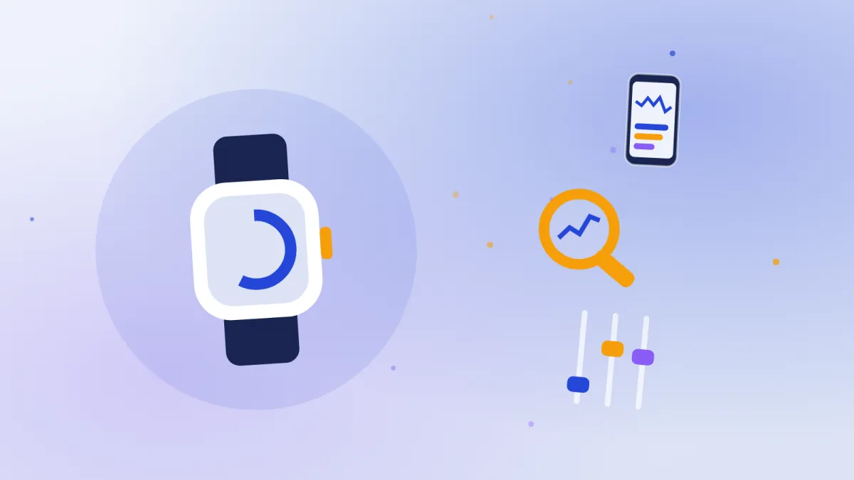 Orologio smart e smartphone con lente d’ingrandimento e cursori per controllare le impostazioni dell’ECG
