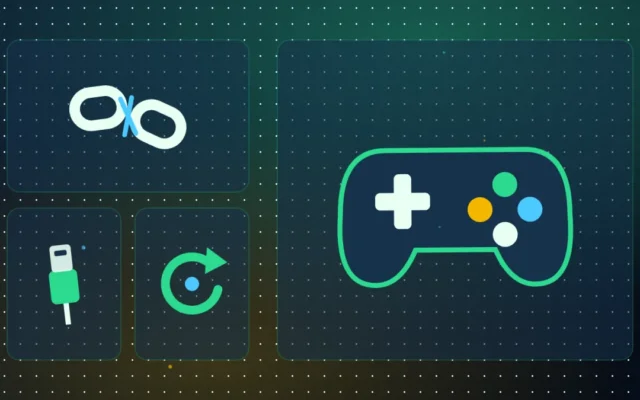 Controller da gioco collegato con un cavo USB, catena spezzata e freccia circolare di riconnessione
