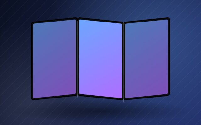 Illustration of an open tri-fold smartphone for the Galaxy Z TriFold page