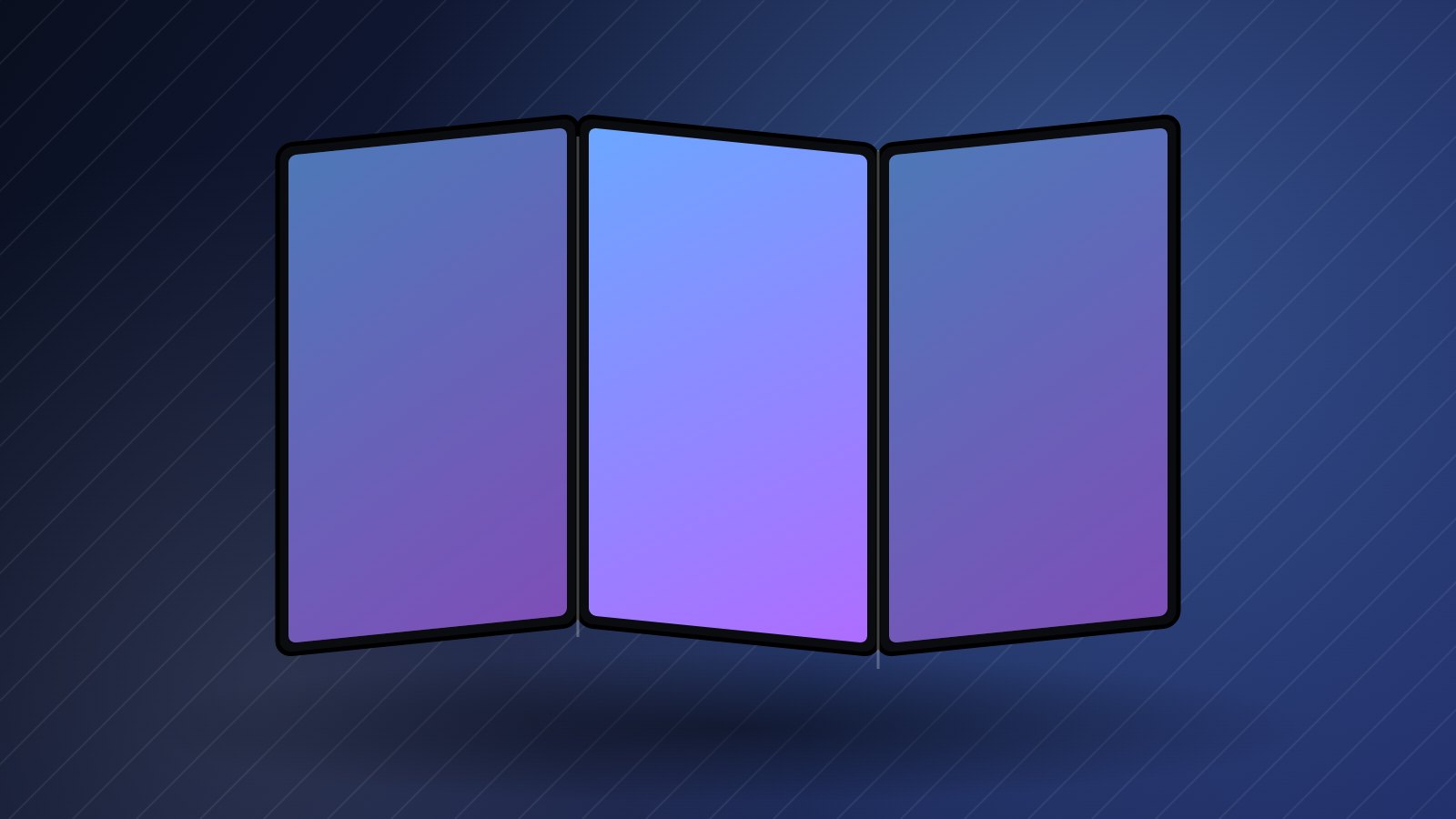 Illustration d'un smartphone triple pliable ouvert pour la fiche du Galaxy Z TriFold