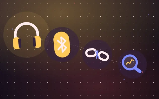 Paire d'écouteurs sans fil avec symbole Bluetooth et chaîne brisée d'un seul côté