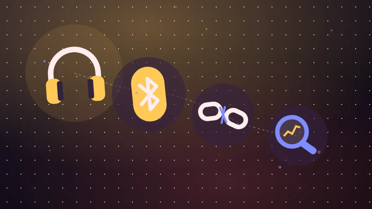 Paire d'écouteurs sans fil avec symbole Bluetooth et chaîne brisée d'un seul côté