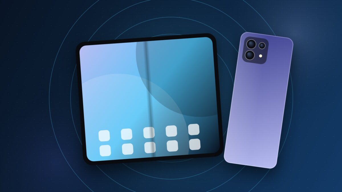 Illustration d'un smartphone pliable ouvert pour la fiche du Vivo X Fold 6