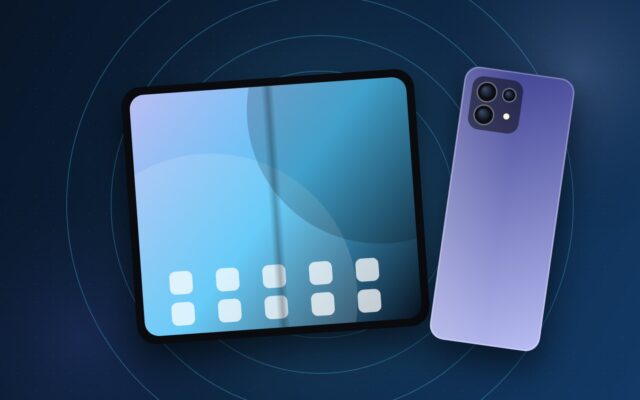 Illustrazione di uno smartphone pieghevole aperto per la scheda del Vivo X Fold 6
